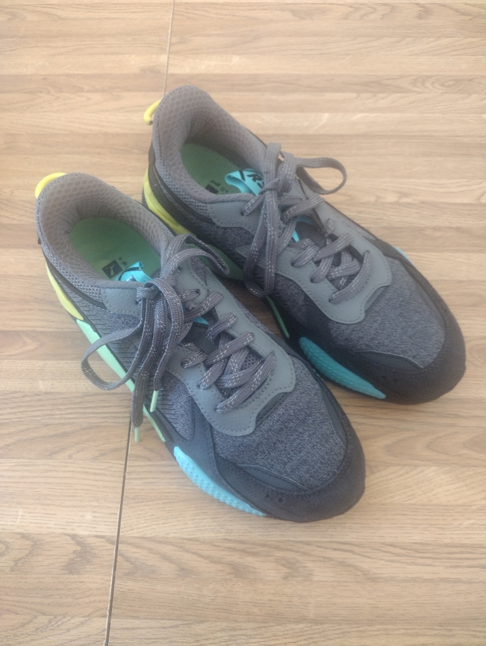 Puma RS-X Highlighter Castlerock Fluorescent Yellow Size 9 Men's Sneakers
